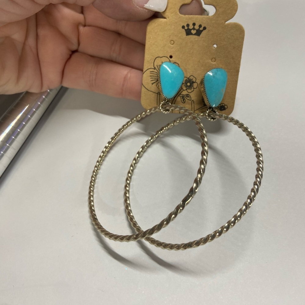 Sterling & Turq hoop earrings